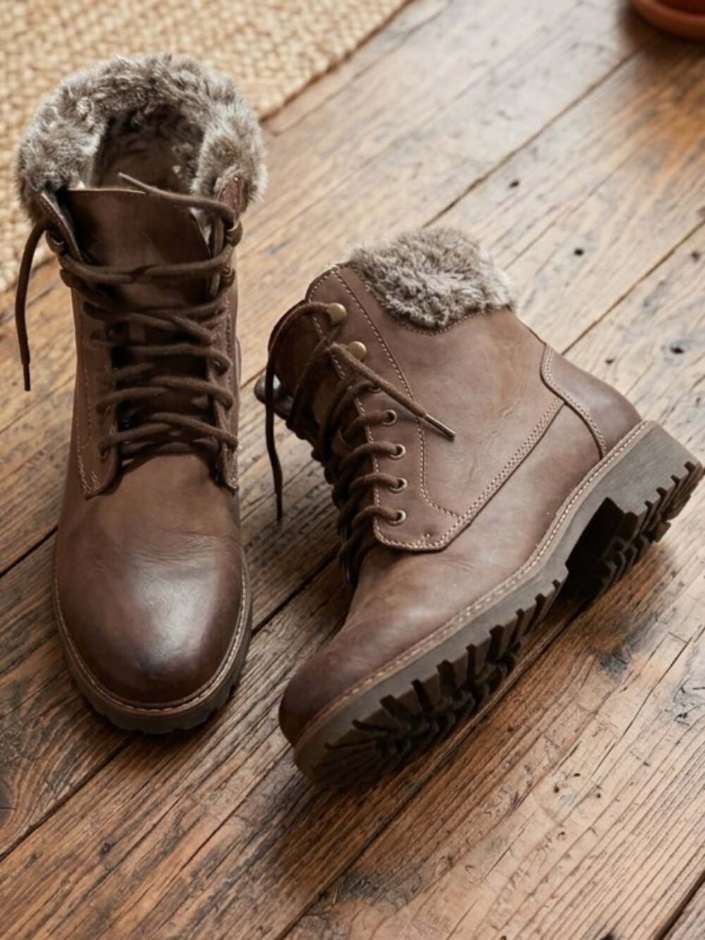 Rare Ultratex Banff Trail Soft Leather Lace up Hiking Boots with Fur lining